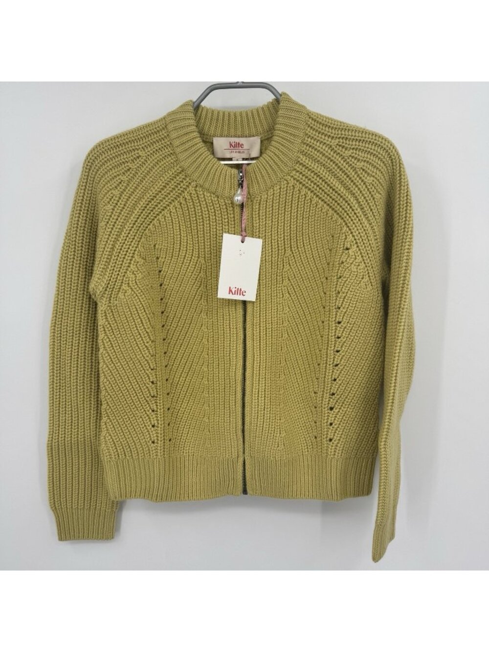 Kilte Collection Wool Avery Full Zip Cardigan Sweater in Golden Yellow 0 XS $395